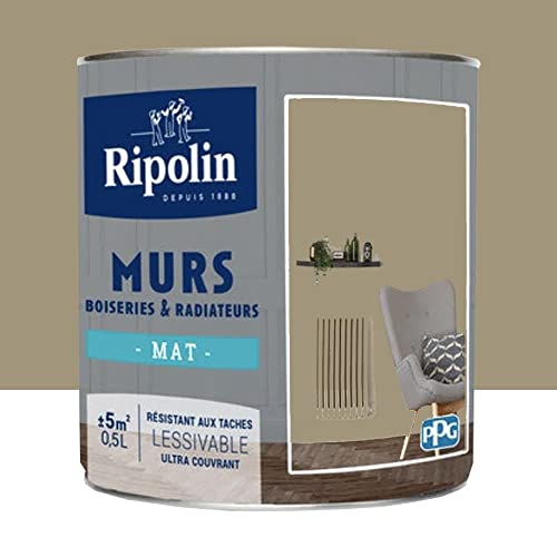 RIPOLIN Peinture Murs, Boiseries, Radiateurs Beige Peul Mat 0,5 L