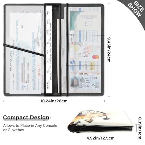 Leather Car Registration and Insurance Card Holder Men Women Prefect Car Essentials Wallet for Driver License, Cards & Essential Documents Western Cowboy Dream Catchers Tribal Boho Snakes3