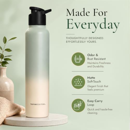 Image of HomeEssentials Premium Stainless Steel Water Bottle - Single-Wall 1000ml | Single-Wall Insulated Leakproof Stainless Steel Lid | Unbreakable, BPA-Free, Fridge Bottles for Home, Office, School, Travel