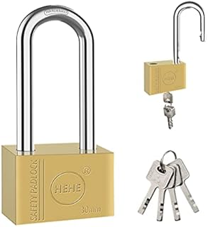 Lock Heavy Duty Brass Padlock with Keys Waterproof for Locker, Backpack, Tool Box 30mm(Long)