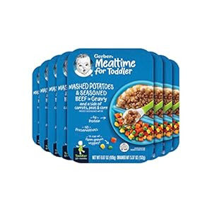 Gerber Baby Food, Mashed Potatoes and Seasoned Beef in Gravy and a side of Carrots, Peas and Corn, Toddler Food with Farm Grown Veggies, Toddler Meal, No Preservatives, 6.67 oz Ounce