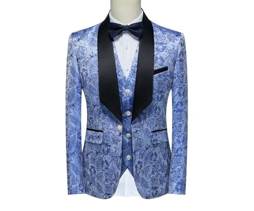 Mens Wedding Three Piece Suit Slim Fit Blazer Vest Pants Set for Groom Business Formal Outfit2