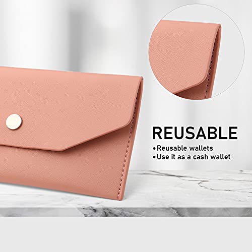 Molain Leather Cash Envelopes, Money Envelope Reusable Waterproof Budget Envelope (pink)