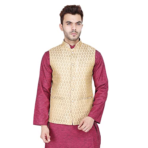 Image of Badoliya & Sons Men's Brocade Zari Nehru Jacket /Waist Coat