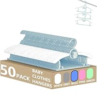 HGYZE Kid Hangers for Closet 50pcs, Blue Infant Clothes Hanger 11-14\" Adjustable Plastic Baby Coat Hangers with Bear Hook, Non-Slip Children Outfit Hangers for Boy Toddler Newborn Teen Clothing