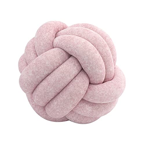 Edumov Cojín de nudos, cojín de nudos, cojín tejido a mano, cojín de peluche, escandinavo, cojín decorativo nudo, cojín anudado para sofá, cama, habitación, rosa oscuro, 20 cm