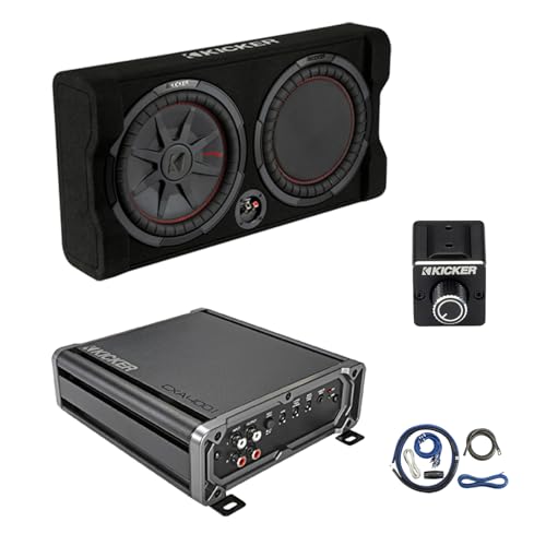KICKER CXA400.1 CX-Series 400-Watt Class D Car Audio Mono Amplifier with Dual Bass Remote, Wiring Install Kit, 12