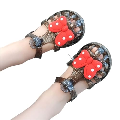 Shoes Girls Summer Sandals Transparent Polka Dot Stereo Bow Pattern Sandals Princess Sandals Casual Sandals(Black,32)