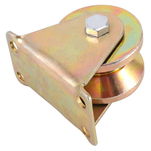 ZEONHEI 4 Pack 2 Inch V Groove Wheel, Heavy Duty V Groove Sliding Gate Wheels with Bracket for Barn Door, Industrial Machines Carts, Wire Rope Rail, 2500 Lbs Total Load Capacity