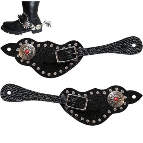 Sangles d'éperon avec boucle en acier robuste, lanières de bottes réglables de cowboy - 6
