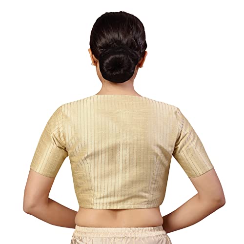 Image of Studio Shringaar Womens Polyester Short Sleeves Handloom Silk Saree Blouse