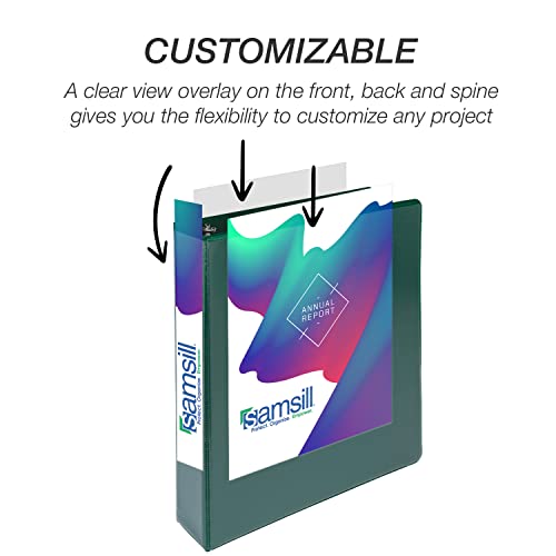 Image of Samsill Durable 1.5 inch 3 Ring Binder, D Ring Binder, 100% Recycled Chipboard, Green, 4 Pack