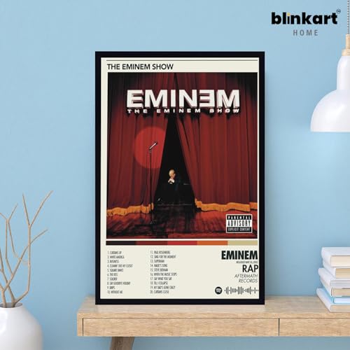 Image of BLINKART Eminem - Murdered By Wall Photo Frames | Wall Art for Bedroom, Living Room, Studio or Office | Album Cover Print with Spotify Song Link QR Code | Gift for Fans - 8x12 In