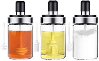 Freehawk Condiment Pots Spice Jars Set of 3 Kitchen Condiment Cruet Bottle