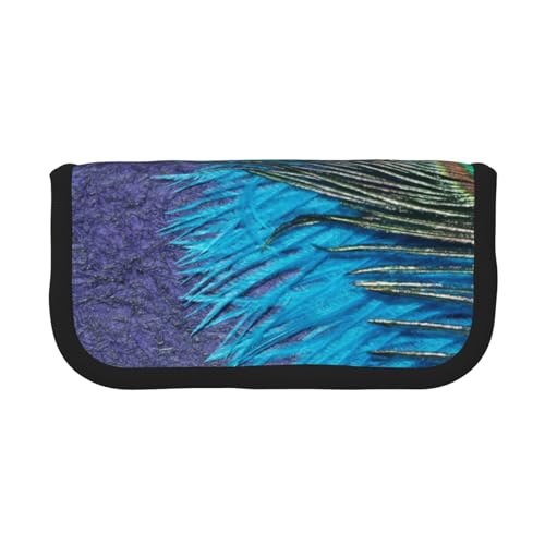 Pavone e acqua Astuccio per matite per in per penne a matita di grande capacità tela verde viola