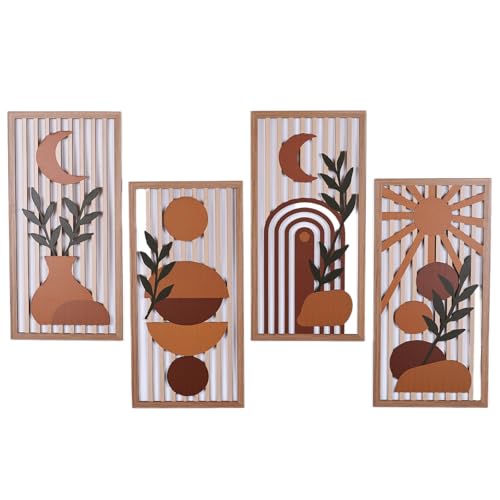 Abstract Wall Art 4 Piece Wooden Set - Bedroom Wall