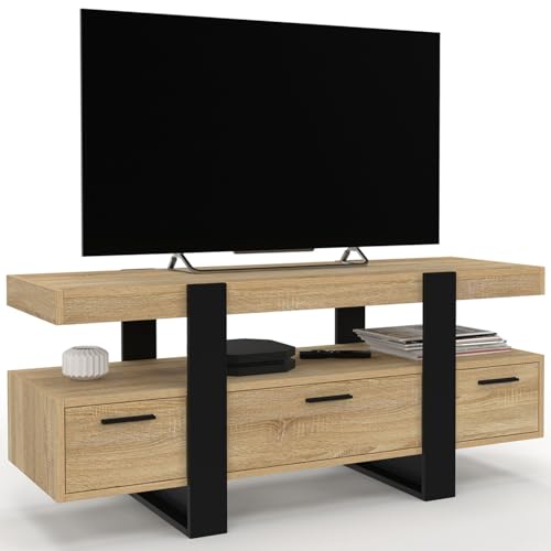 IDMarket - Meuble TV 116 cm Phoenix avec tiroirs Bois et Noir