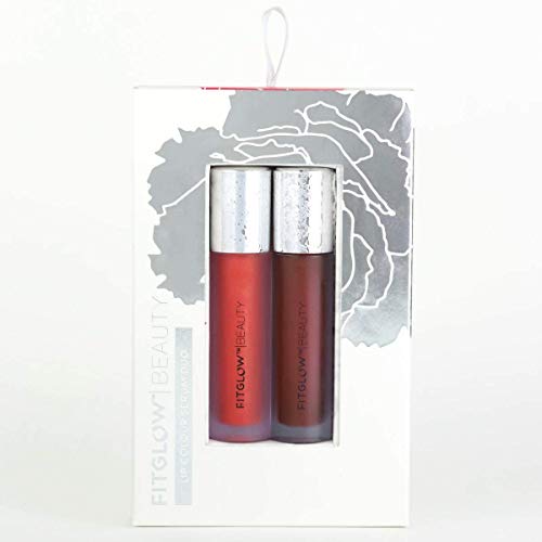 Fitglow Beauty Lip Color Serum Duo, Juice & Deep - Organic Lip Gloss 2-Pack with Vegan Collagen & Beet Extract (20g)