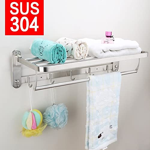 Estante plegable de pared para baño con riel de hotel resistente 3
