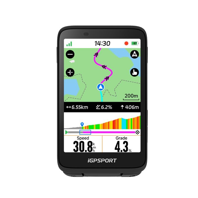 iGPSPORT BiNavi Fahrradcomputer Kabellos, 3,5'' Touch Screen Musiksteuerung Gruppenfahrten Bluetooth ANT+ GPS Fahrrad Navi