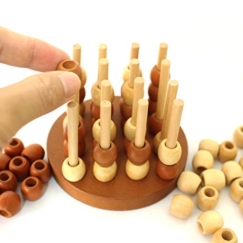 VZOM 3 Dimensions dimensionnelle d'échecs en Bois à Quatre Perles, Jeu de société de Voyage, Jeu de Puzzle de Famille, Grand Cadeau pour Enfants et Adultes.
