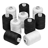 New ThreadNanny Black and White Spools of 3-PLY Polyester Sewing Quilting Serger threads (10 tubes X 1000 meters)
