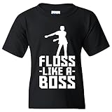 Floss Like A Boss - Back Pack Kid Flossin Dance Funny Emote Youth T Shirt - Medium - Black