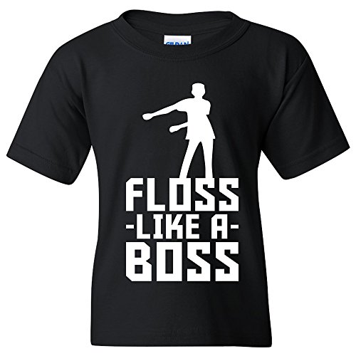 Floss Like A Boss - Flossin Dance Funny Emote Youth T Shirt - Medium - Black