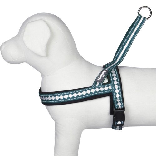Blueberry Pet 6 Colors Soft & Comfy Jacquard Padded Dog Harness, Chest Girth 21.5" - 27.5", Teal Blue, S/M, Reflective Adjustable Harnesses for Dogs