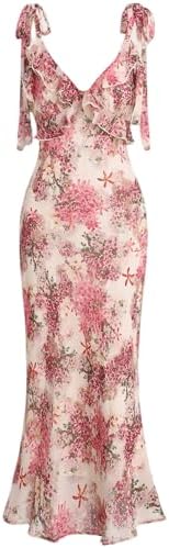 RIHOAS Boho Midi Floral Dress - Elegant Flowy Sundress | Formal-I...