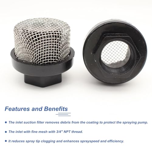 Image of Airless Spray Filter 6Pcs 246385 Hose Inlet Strainer Filter Inlet Suction Strainer Mesh Filter for 390 395 490 495 595 Replacement for Tube Filter Screen