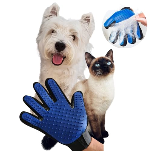 Luva Escova Tira Pelos Pets Cães e Gatos Nano Magnética Remove Pelos Soltos Pente Cerdas Macias Mass