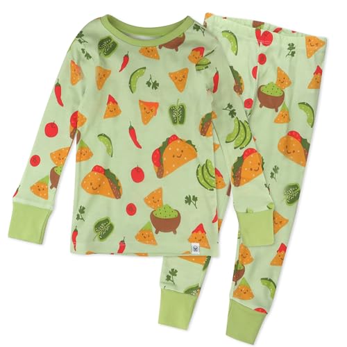 Image of HonestBaby Multipack 2-Piece Pajamas Sleepwear Pjs 100% Organic Cotton for Infant Baby and Toddler Girls, Taco Time, 4T