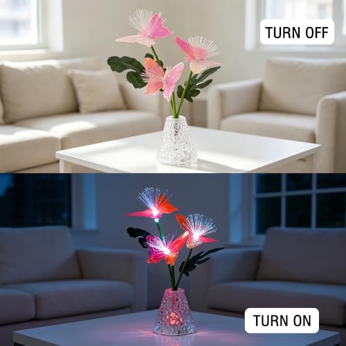 Image of Fiber Optic Butterfly Lamp, Night Light Birthday Gift for Women Home Decor