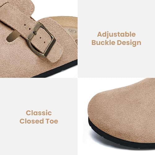 Image of Xiakolaka Women's Suede Clogs Adjustable Buckle Slip on Footbed Home Clog Slippers for Comfort Casual Daily Wear