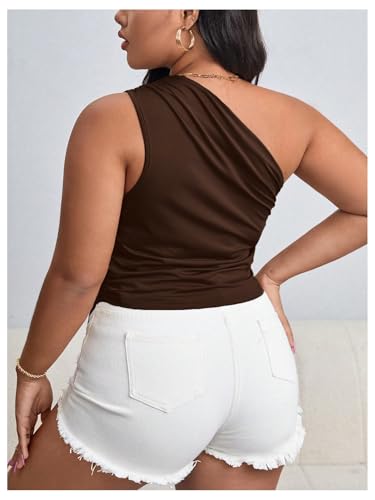 SOLY HUX Women's Plus Size One Shoulder Tank Top Sleeveless Asymmetrical Shirt Tops2