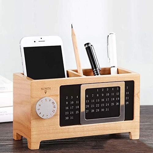 充実した毎日 人生を変えるアイテム ペン立て 木製 多機能 万年カレンダー付 カレンダーペンホルダー
