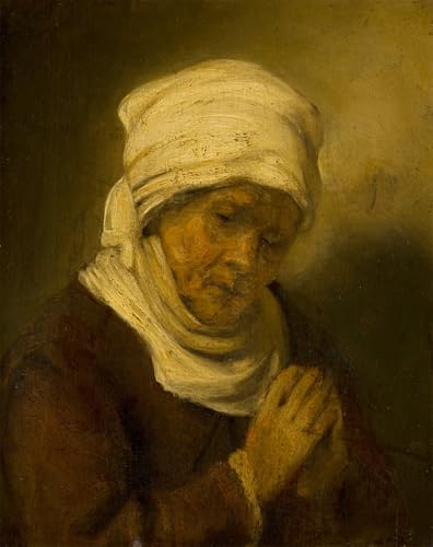 Tableau Toile Femme en prière Rembrandt Affiches d'Art 60x90
