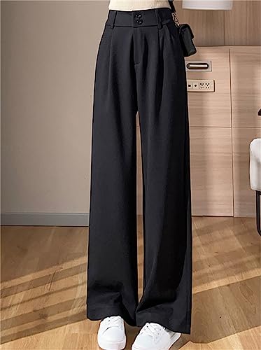 Betusline Women's High Waist Wool Blend Wide Leg Pants with Pockets3