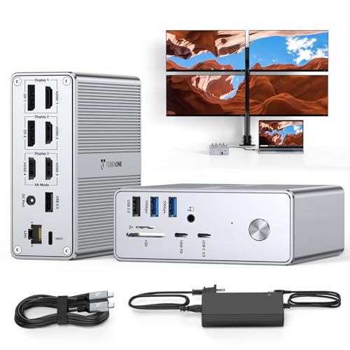 TobenONE DisplayLink Docking Station 4 Monitors with 4 HDMI, 10Gbps USB, 120W Power Supply, 18W...