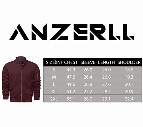 Anzerll Men's Flight Bomber Jacket Casual Lightweight Softshell Windbreaker Slim Fit Varsity Jacket Coat(Wine Red S) #TOP4