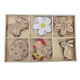 Colgantes de Pascua de madera, adornos de Pascua de madera, amplia aplicación, 30 unidades con cuerdas para manualidades