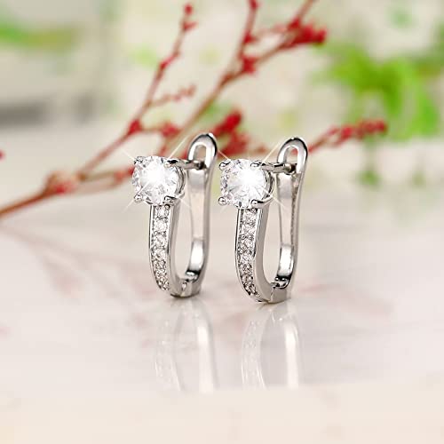 Orecchini a bottone con diamanti a cerchio in argento sterling con strass for donna Orecchini for San Valentino Collana leopardata