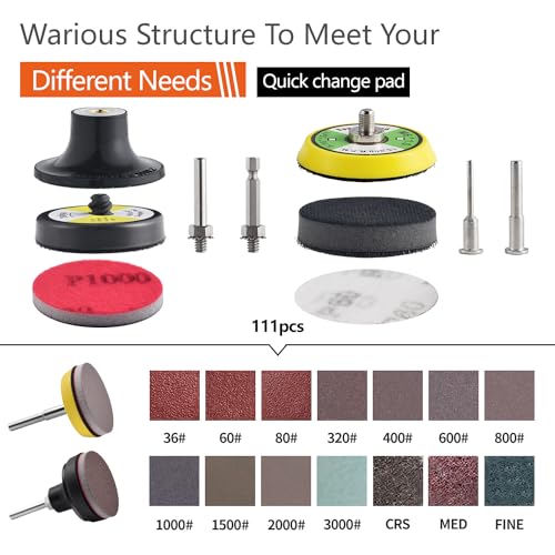 Tshya VPS11701 117 Pack 2 Inch Hook & Loop Quick Change Sanding Discs Set thumb #4