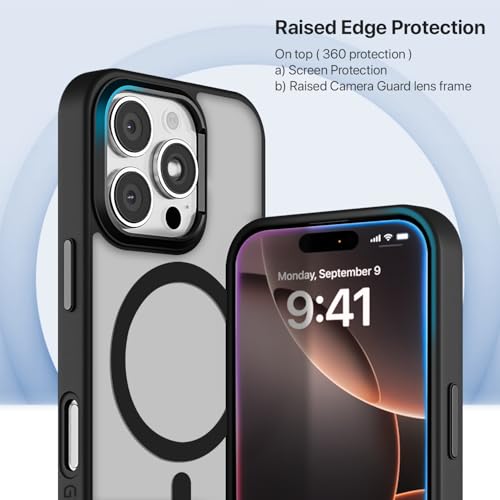 Image of GRIPP Bolt Xtreme Case Compatible with Mag-Safe for iPhone 16 Pro | 6ft Drop-Tested with D30 Technology, Raised Edges, Anti-Fingerprint, Anti-Slip, Translucent Matte Textured Back Cover - Black