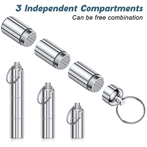Image of Nipichsha Keychain Pill Holders, Small Pill Box for Purse & Pocket, Metal Tablet Organizer Container, Portable Waterproof Tablet Case with Keychain to Hold Vitamins, Medication, Fish Oil, Silver