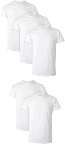 Hanes Camiseta interior de rendimiento para hombre, cuello redondo X-Temp que absorbe la humedad, color blanco, paquete de 5