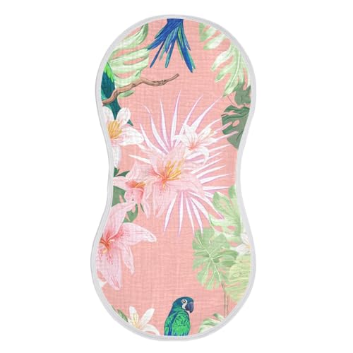 Muslin Burp Cloth for Baby 2PCS Hibiscus Palm Leaves Super Absorbent Burping Cloths, Bibs for Newborn Boys Girls2