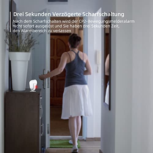 CPVAN PIR Bewegungsmelder Alarm, Bewegungssensor mit Fernbedienung, 125 dB, Anti-Diebstahl Alarmanlage für Haus, Wohnmobil, Wohnung, Auto, Garage, Büro, Geschäfte. Modell: CP2-Pro, Weiß - Image 6
