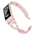 Wearlizer Compatible with Charge 3 Bands and Charge 3 SE for Women Metal Replacement Charge 3 hr Band Assesories Strap with Bling Rhinestone Bracelet Bangle Adjustable (Rose Gold1)